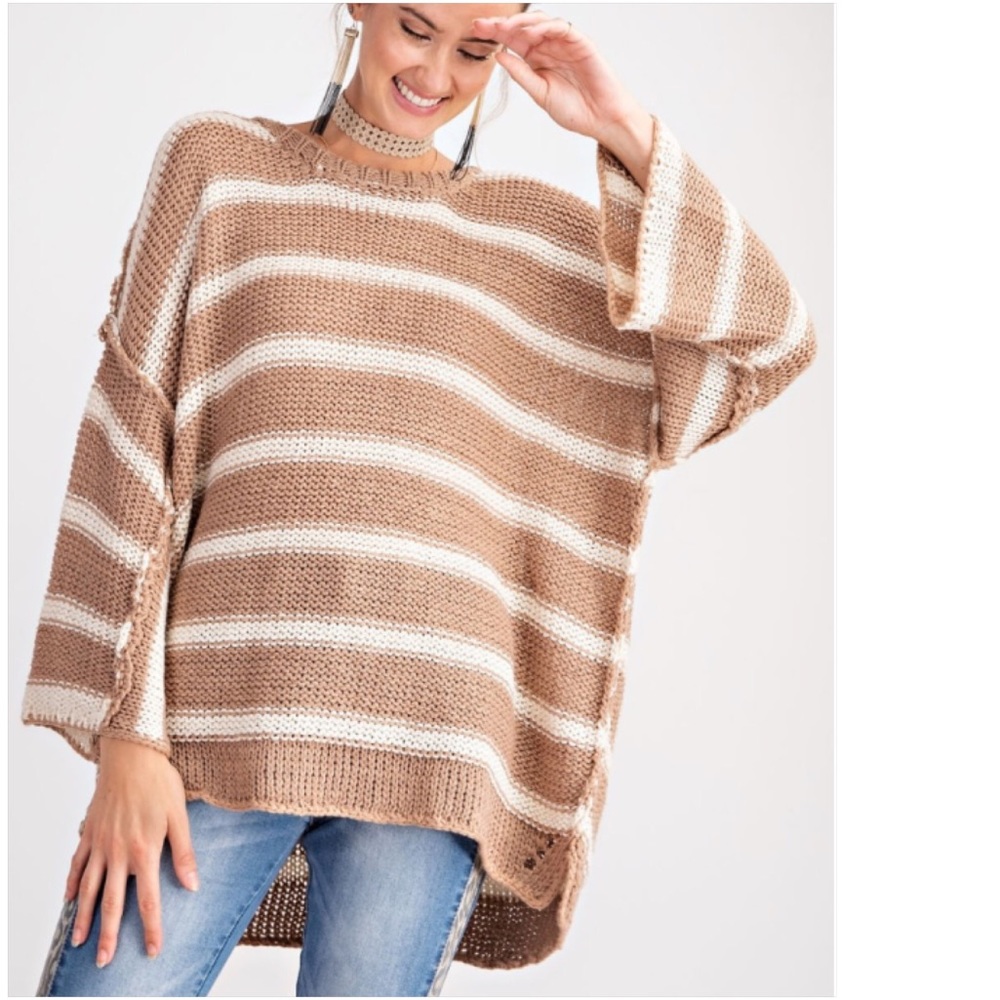 Oversized Stripe Knit Boxy Sweater! - Picture 2 of 16